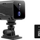 Indoor Camera Wireless Battery Powered, 32GB SD Card, Long Battery Life, 2K Tiny Camera, 2.4Ghz WiFi Cameras for Home Security, 150°Remote Viewing, Night Vision, Motion Detection