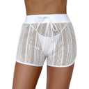 Women’s Crochet Cover Up Shorts Bikini Swimsuit Coverup Bottoms with Drawstring Beach Outfits, Size: L