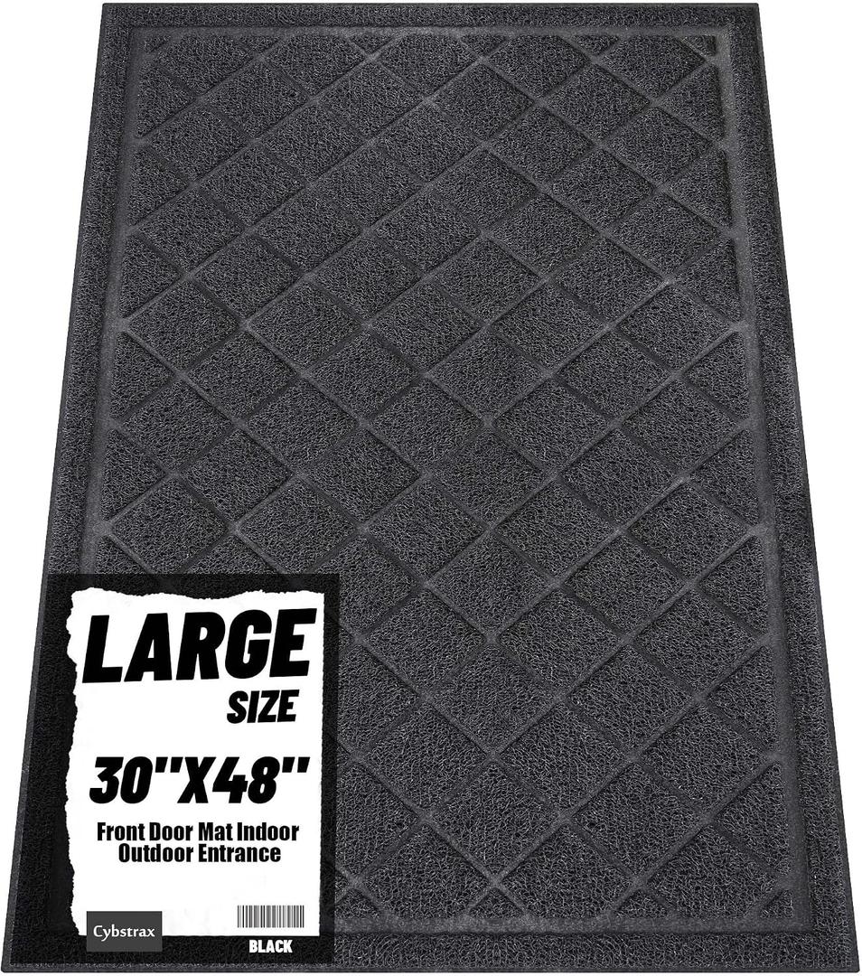 Front Door Mat Indoor Outdoor Entrance, 30" x 48" All-Season Heavy Duty Waterproof Doormat, Non-Slip Absorbent Entryway Mat, Easy to Clean, Low Profile Commercial Floor Mat for Indoor Outdoor