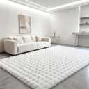 White Rabbit Plush Rug 71x28 Fluffy Faux Fur Shaggy Area Rug for Nursery, Kids Room Decor, Soft Fuzzy Carpet for Living Room, Bedroom, Teen Girls Room