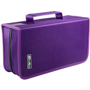 CD/DVD Storage Holder - 128 Capacity CD/DVD Case Wallet, Portable Organizer for Home & Travel (Black, Purple)
