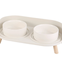 Raised Cat Food and Water Bowl Set  Elevated Ceramic Dishes With NonSlip Stand and Splash Guard for Small Dogs  2 x 480 ML (16.2 OZ)