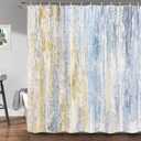JAWO Abstract Shower Curtain, Modern Aesthetic Abstract Stripe Shower Curtain Set for Bathtub Bathroom, Yellow Blue Grey Contemporary Abstract Painting Fabric Shower Curtains, 72"W x 72"L (Pack of 1)