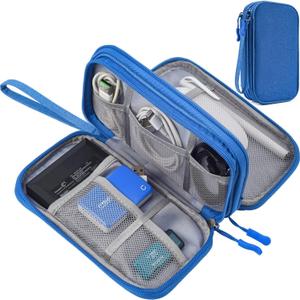 Electronics Accessories Organizer Pouch, Electronic Organizer Travel Case Cable Organizer for Cable, Charger, SD Card, Business Travel Gadget Bag (Blue) (Double Layer - Blue)