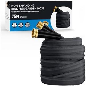 2025 Upgraded 75FT Non-Expanding Garden Hose, Lightweight, Flexible Ultra-Light Water Hose, Burst-Resistant, Lead-Free, Anti-Kink, High-Pressure