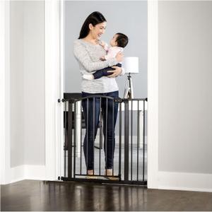 Regalo Safety 30-35 Extra Wide Baby Gate for Doorways & Bottom of Stairs, Pressure Mounted Walk-Through Gate for Babies, Toddlers & Pets, Bronze