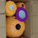 Halloween LED Jack-O-Lantern Lights with Purple Bat Hat, Color-Changing Pumpkin Decor Set of 3 Battery Operated Table Ornaments for Home Party Decor