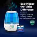 Vicks Filter-Free Ultrasonic Humidifier, Recommended by Pediatricians, 1.2 Gal Ultrasonic Cool Mist Humidifiers for Bedrooms & Kids Rooms, Works with Vicks VapoPads