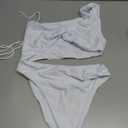 XXTAXN Women's Sexy Thong Cutout Monokinis Tie Beach One Piece Swimsuit Bathing Suit (Large, White)