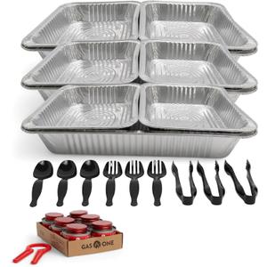 Alpha Living Large Full Size Refill Kit Disposable Chafing Buffet with - Utensils, Fuel Cans Only Premium Chafing Dish Set for Events, Parties, Catering