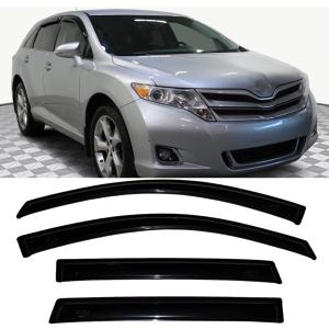 Wensdy 4pcs Side Window Wind Deflectors,Outside Mount Shade Sun rain Guards,Dark Smoke Visors for 2009-2016 Toyota Venza 94162