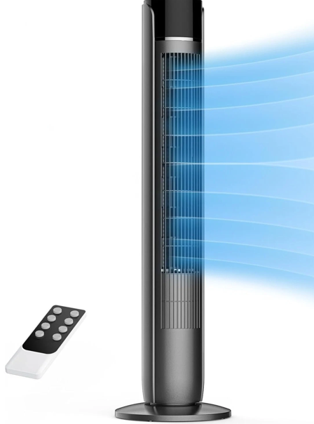 35in Tower Fan for Bedroom Standing Cooling Fan with 5 Speeds 4 Modes 12H Timer