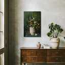 Dark Green Bathroom Wall Art Toilet Paper Roll Poster Vintage Flowers Painting Art Canvas Printing Moody Wildflowers Botanical For Home Room Toilets Wall Decor 8x12inch Framed