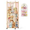 Stuffed Animal Storage & Organizer - Wooden Stuffed Animal Holder - 53.6" Stuffed Animal Zoo with Thicker Bands - Large Capacity Stuffy Storage for Playroom/ Living Room/ Nursery Room/ Bedroom