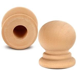 Pinkunn 100 Pcs Wood Finials Dowel Rods Caps 3/4 Inch Tall with 1/4 Inch Hole Unfinished Wood Drawer Knobs Pulls Handles Small Classic Ball Wooden Rods Caps for Crafts, DIY, Cabinet, Furniture, Drawer
