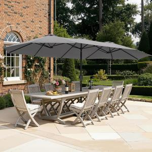 SUPERJARE 15FT Outdoor Umbrella for Patio, Double sided Pool Umbrellas with Fade Resistant Canopy, Large Table Umbrella for Deck, Market, Backyard - Gray(No Base)