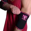Elbow Sleeves 5mm (1 Pair) - High Performance Elbow Sleeve Support for Weightlifting, Weight Training & Powerlifting - Best Compression Straps - for Men and Women (Small, Black/Pink)