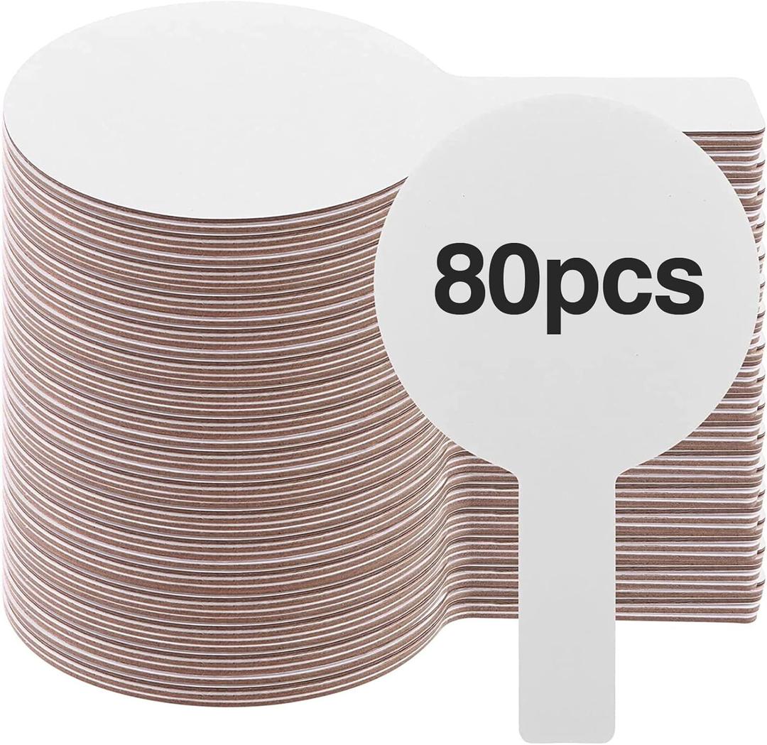 80 Pieces Dry Erase Answer Paddles Handheld Double Sided Paddles Mini White Boards Small White Board Dry Erase Signs Auction Paddles for Students Classroom Voting Games