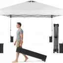 OLIXIS 10x10ft 1-Person Pop Up Canopy Tent, Heavy Duty One Push Setup Portable Outdoor Shelter for Beach Events Camping with Rolling Carry Bag, Snow White