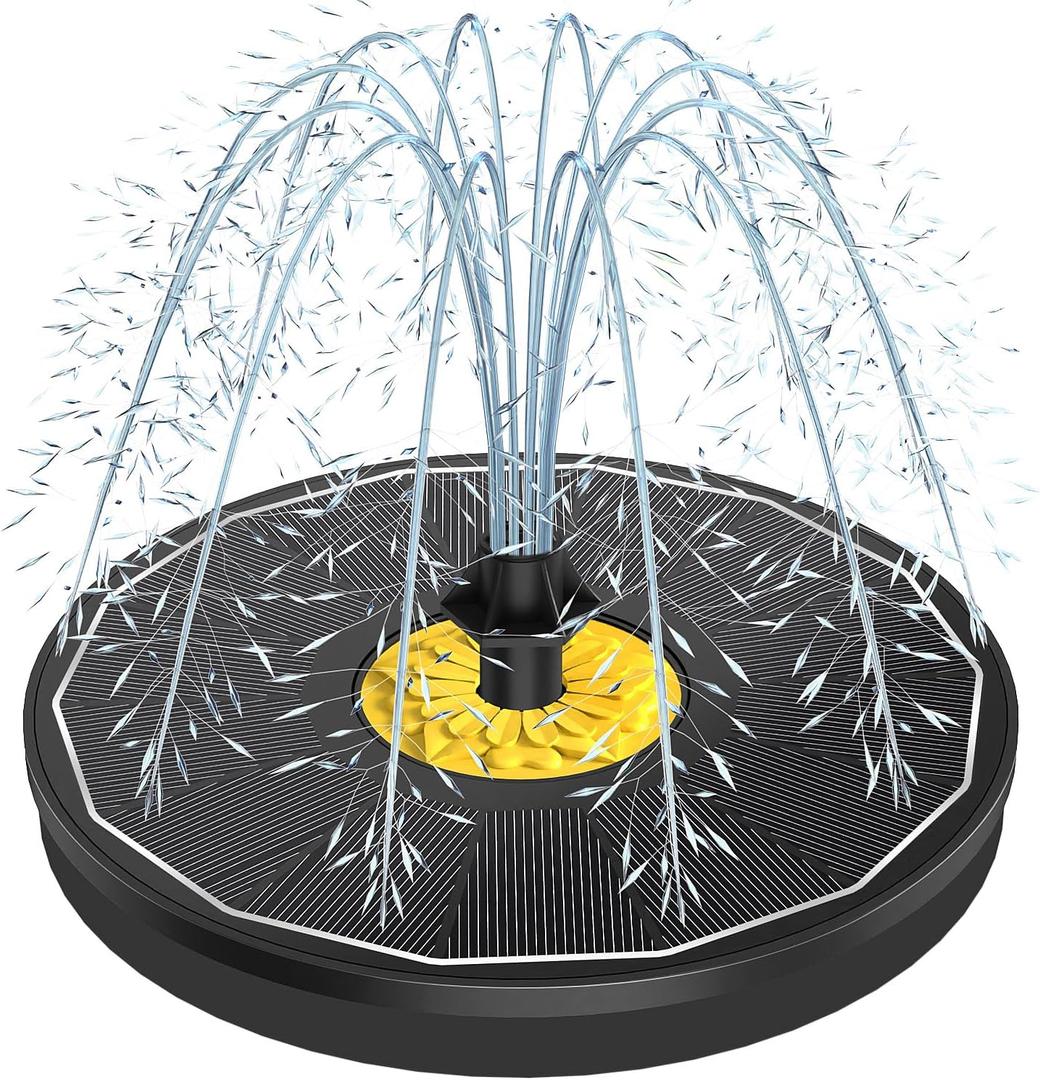 Solar Bird Bath Fountains,3.5W Glass Panel Solar Fountain Pump for Bird Bath No Battery,Solar Water Fountain Outdoor With 4 Fixed Pipes 7 Nozzles(Black)