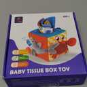 hahaland Baby Tissue Box Toy - Baby Toys 6-12 Months Montessori Toys for 6 Month Old with Textured Tails, Crinkle Tissues, Squeaky, Mirror, Play Silks Sensoy Scarves Baby Gifts 9 Month Old Travel Toys