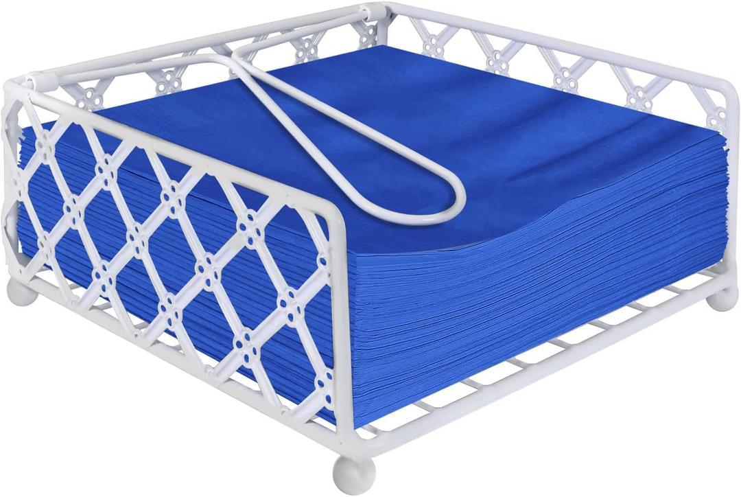 Blue Donuts Lattice Collection Napkin Holder  Napkin Holders for Tables, Dining Table Napkin Holders for Kitchen, Flat Napkin Holder, White