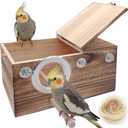 kathson Parakeet Nesting Box,Wooden Cockatiel Breeding Mating Boxes,Parrots Nest House Hut for Cage,Bird Nesting Box for Budgie,Conure,Canary,Finch and Small Medium Birds, L