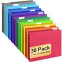 Hanging File Folders, 30 Pack Letter Size Hanging File folders with Tabs, Stay Organized for Your Home and Office Bulk File, Documents and Paper, 10 Colors