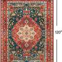 YJ.GWL Area Rugs for Living Room 8x10 Machine Washable Rugs, Non Slip Floral Vintage Rug Indoor Carpet, Stain Resistant Large Rug for Bedroom Dining Room, Orange-Red