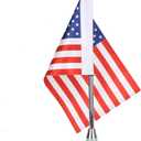 Motorcycle Flag Pole Mount and 10 by 6.7 Inch USA Red Line Flag - Double-Sided Sewn for Harley Goldwing CB VTX CBR Yamaha for 1/2 Motorcycle Luggage Rack Sliver Chrome Flagpole