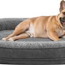 JOEJOY Orthopedic Dog Bed for Medium Dogs, Egg-Crate Memory Foam Pet Bed with Bolster Sides, Waterproof Lining, Removable Washable Cover & Non-Slip Bottom, Grey