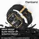 amBand Compatible with Apple Watch Series 11/10 46mm Bands Case for Men, M1 Sport Rugged Heavy Duty Cover Tactical Strap Military Protector Bumper for iWatch Workout Accessories 46 mm - Black Gold