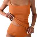 Eomenie Women's Swimsuit Tankini Tummy Control Bathing Suits Two Piece Full Coverage Slim Swim Suits with High Waisted Bottom M