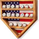 Championship Ring Display Case 18 Slots Championship Ring Storage Stand Wooden Sports Ring Holder Wall Mount Trophy Ring Organizer for Gift Baseball Basketball, 12 x 12 x 2 inch(Vintage)