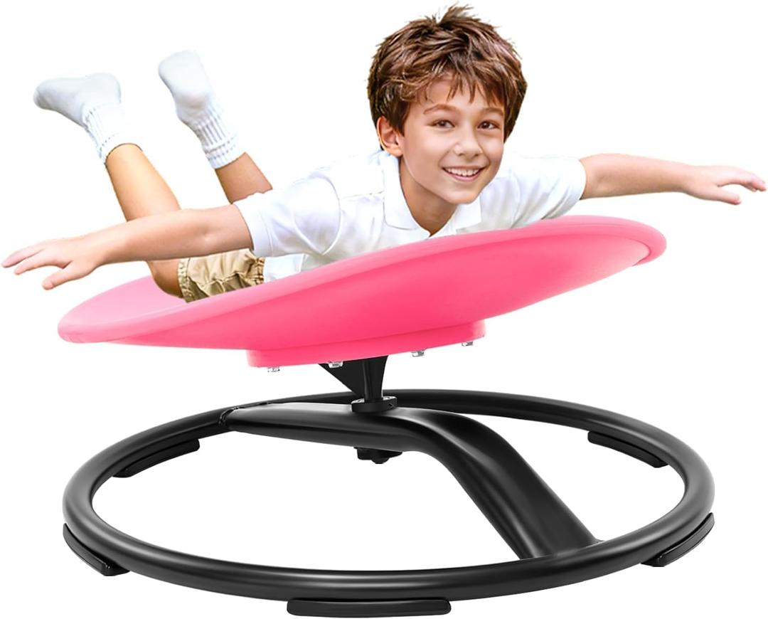 Zhenx Spinning Chair for Autistic Kids (Ages 3-18) - 220LBS Capacity Sensory Swivel Seat - Sensory Toy for Teens with ADHD/Autism - Sit and Spin Calming Gift to Improve Focus & Body Balance (Pink)