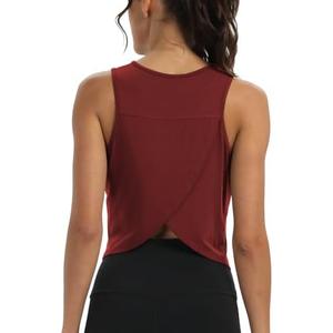 Mippo Workout Tops for Women Cropped Open Back Sleeveless Tank Tops Athletic Gym Yoga Shirts Loose Fit S