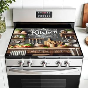 AOHMPT Multi-Design Stove Top Cover for Glass/Electric Stoves - 3-in-1 Heat-Resistant Protector Mat, Non-Slip Drying Rack 28"x20" (Cookware, 28" L x 20" W)