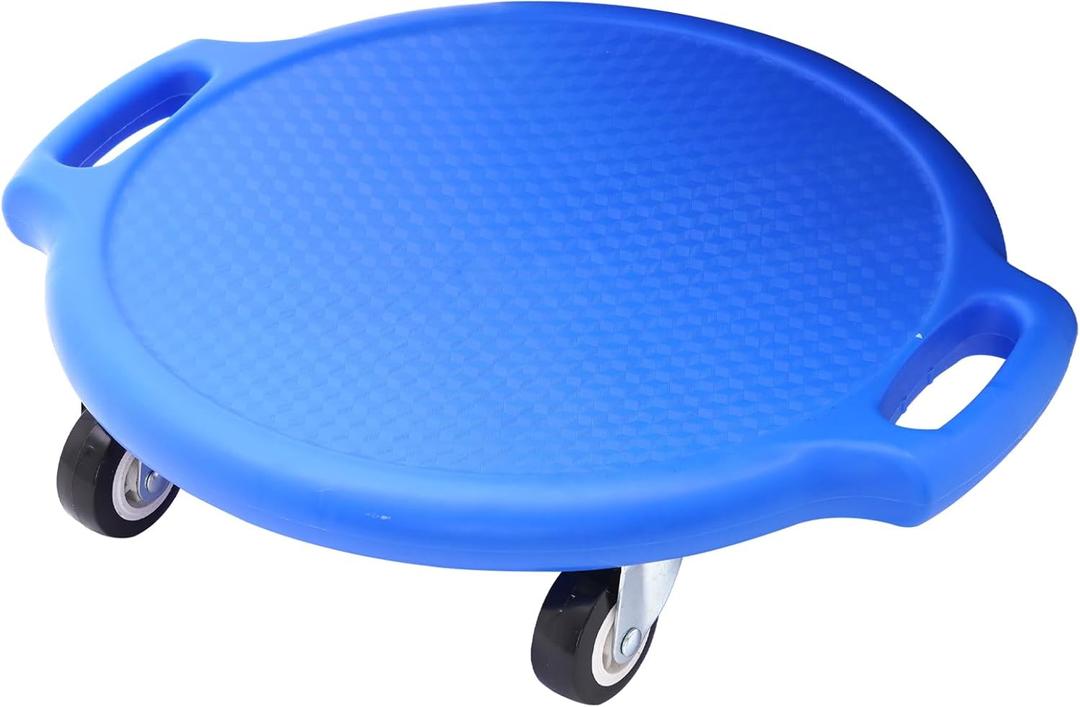 Sports Scooter Board with Handles Sitting Scooter Board with Universal Wheels Manual Sport Scooters Plastic Casters Floor Scooter Board for Gym Physical Education Equipment Indoor Outdoor (Blue)