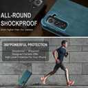 for Samsung Galaxy S21 FE Case, Flip Wallet Leather Case with Card Holder Magnetic Closure Shockproof Kickstand Protective Phone Cases Cover for Samsung S21 FE, Blue-Green
