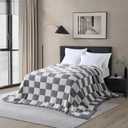 Oversized King Checkered Blanket for Couch - Super Soft Extra Large Throw Blankets for Bed， Fluffy Fuzzy Plush Lightweight Cozy Blanket，120" x 120", Grey