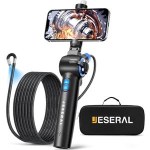 Articulating Borescope 2-Way 210- JESERAL 8.5mm Lens Endoscope camera with 6 light, HD1080P Inspection Camera with Steering Probe, Compatible with Android&iOS Phone, scope with 3.3FT Semi-Rigid Cable