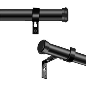"Black Wrap Around Industrial Curtain Rod, 32-48 Inches Adjustable, 1-Inch Diameter, Black - Indoor and Outdoor Use"