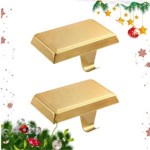 Christmas Stocking Holder Bases - Mantel Stocking Hangers Hanging Hooks for Fireplace Stand Hanger Holder Weighted Hangers for Xmas Holiday Decoration (2Pack Gold, 2)