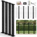 36" Black Cable Railing Kit, Complete Cable Railing System with 4 Stainless Steel Level Posts & 165ft Wire Rope (Handrail Not Included)