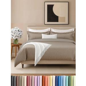 Duvet Cover King Size Set - Extra Soft King Size Duvet Cover 104 x 90 with 2 Pillow Shams - Hotel Luxury Easy Care and Fade Free w/Zipper Closures & Ties - Breathable Bedding Set (Heathered Beige) (13 - Heathered Beige (No Comforter))