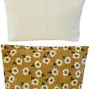 2 makeup bags Women's floral lamp core velvet canvas makeup bag, travel makeup bag, wallet storage, khaki and cute beige