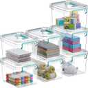 Covetree 7 Pack Small Storage Bins Plastic Storage Container Stackable Box with Lids,with Handle Clear Plastic Container for Suitable for Storing Snacks, Tools, Cosmetics, Toys