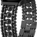 Minyee Compatible with Samsung Galaxy Watch 7 6 5 4 FE 40mm 44mm/Watch 6 Classic 43mm 47mm/Watch 5 Pro 45mm Band Women, 20mm Pretty Dressy Stainless Steel Metal Adjustable Round Studded Link Bracelet