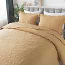 HoneiLife Embroidered Quilt King Size - 3 Pieces Microfiber Quilt Sets Lightweight Bedspreads Reversible Coverlets Retro Bed Cover Paisley Pattern Bedding Set All Season Quilts-Yellow (King-106" x 96")