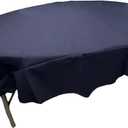 LA Linen Polyester Poplin Washable Round Tablecloth, Stain and Wrinkle Resistant Table Cover 72", Fabric Table Cloth for Dinning, Kitchen, Party, Holiday 72-Inch, Navy